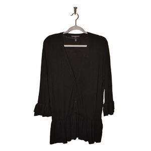 LANE BRYANT $70 3/4 Sleeve V-Neck‎ Cardigan Sweater w/ Peplum Hem Black 14/16